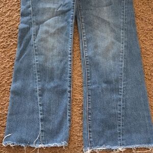 Pilcro Blue Flare Jeans with Distressed Hem